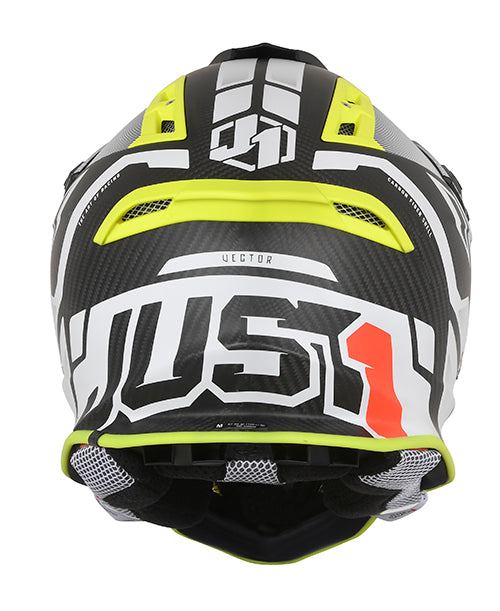 Just1 J-12 Pro Vector Zwart/Wit/Fluor Geel/Carbon crosshelm Maat M ( 58-59 cm omtrek )