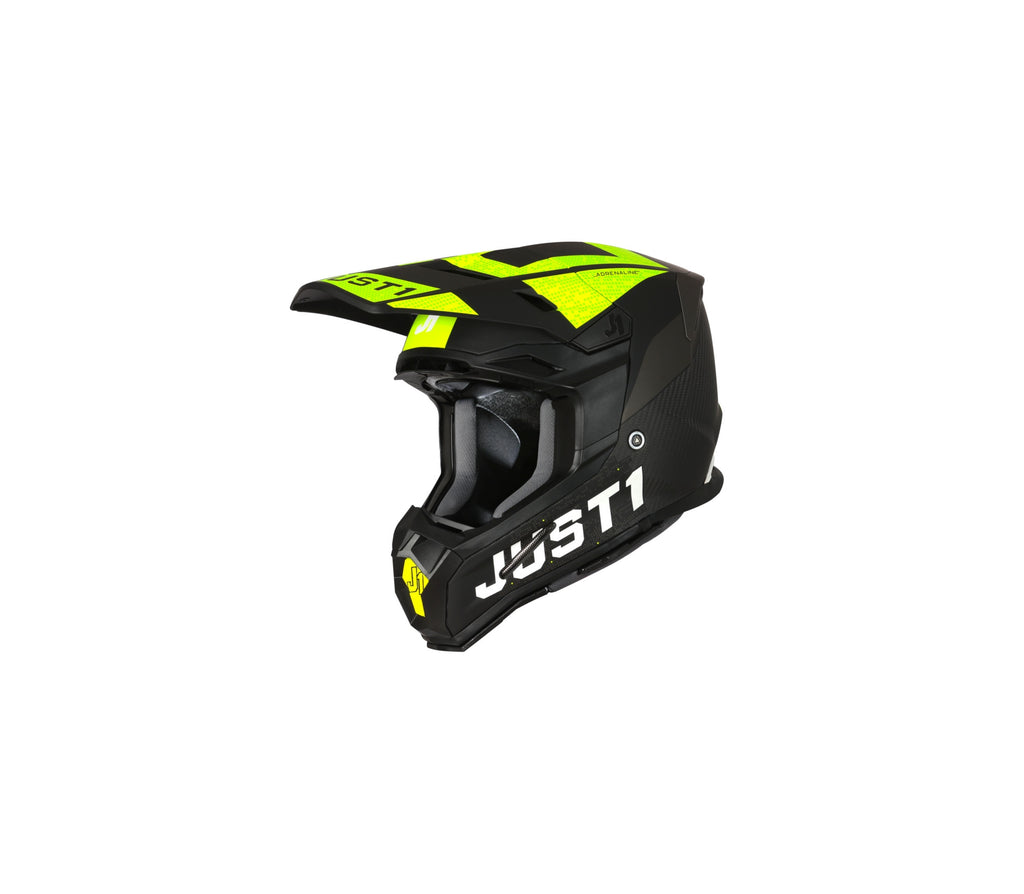 Just1 J-22 Adrenaline Zwart/Fluor Geel/Carbon crosshelm Maat M