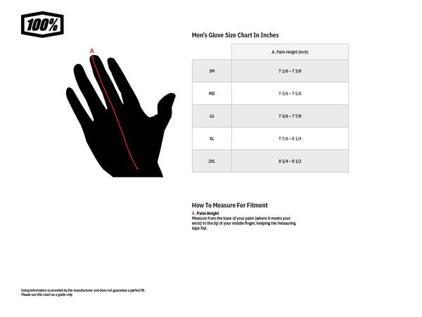 100% handschoenen Ridefit Zwart / Wit Maat M